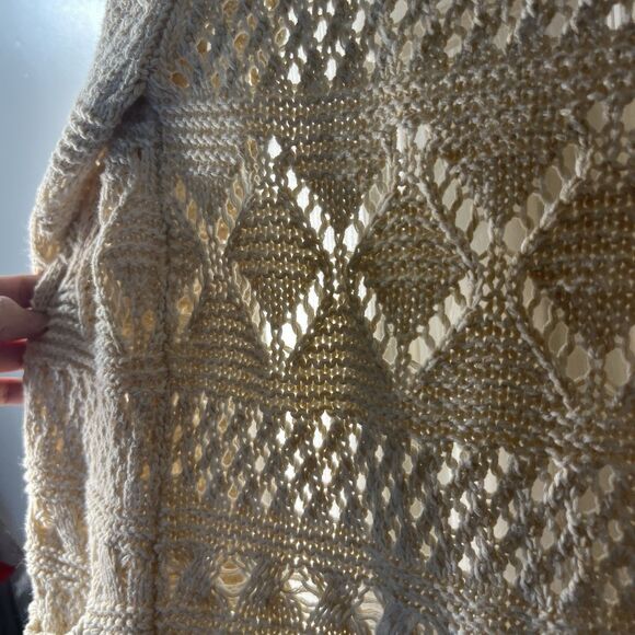 Lucky Brand Women’s Crochet Knit Cardigan Sweater Beige Cotton Blend S - Picture 10 of 14